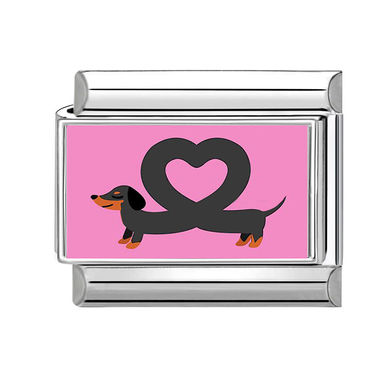 Wholesale Land Animal Italian Charms DIY pets Single Section Creative Stainless Steel Composable Bracelet