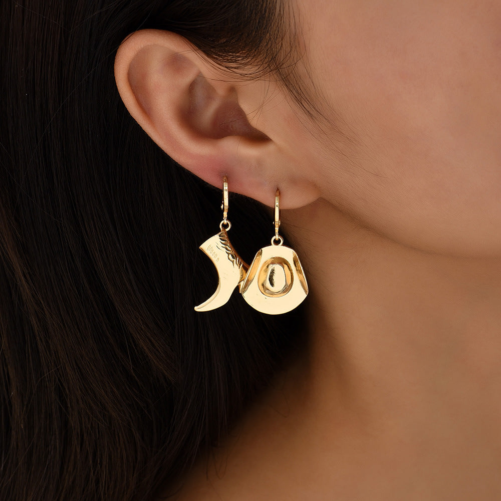 Wholesale  fashion alloy cowboy boots cowboy hat earrings