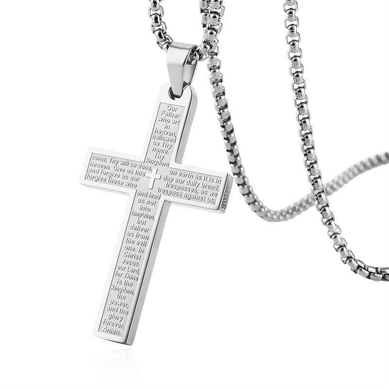 Wholesale Stainless Steel Cross Scripture Necklace