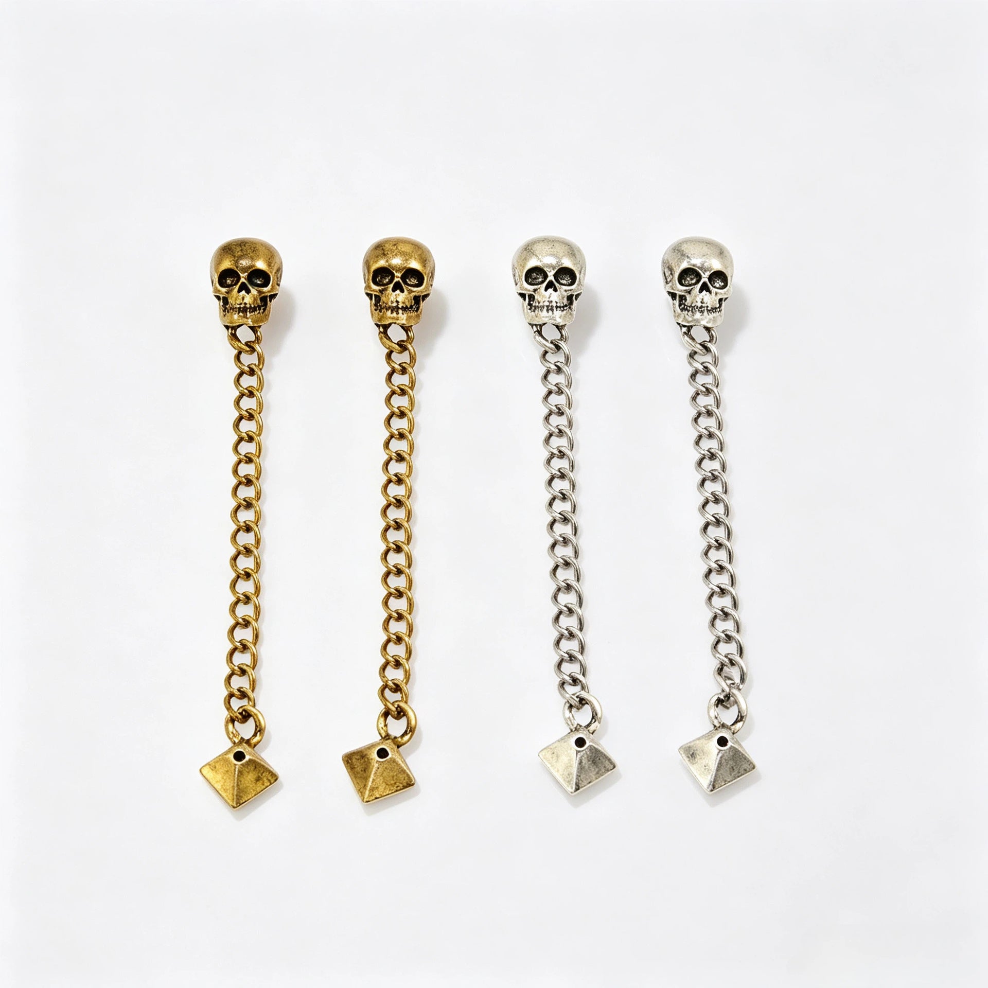 Wholesale Vintage Gothic Skull Earrings Silver Zinc Alloy Chain Tassel Dangle Earrings Party Wear Jewelry Accessory
