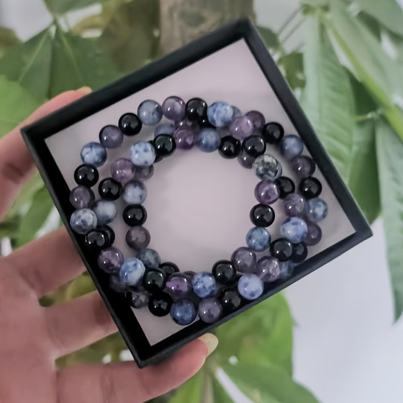 Wholesale Amethyst Blue Dot Stone Obsidian Bracelet