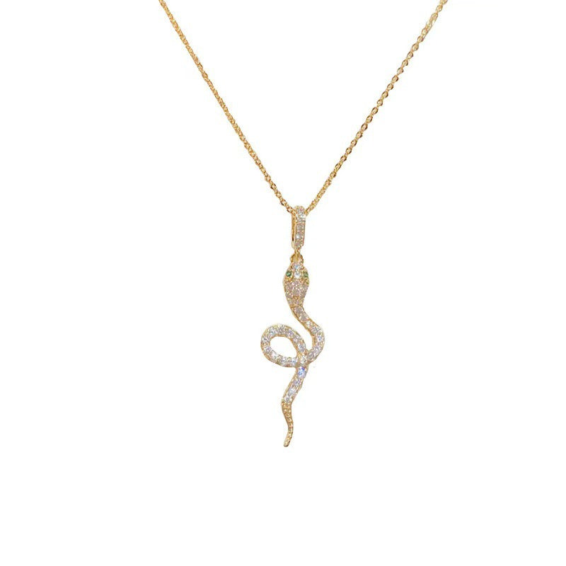 Wholesale S925 Sterling Silver Zircon Snake Necklace