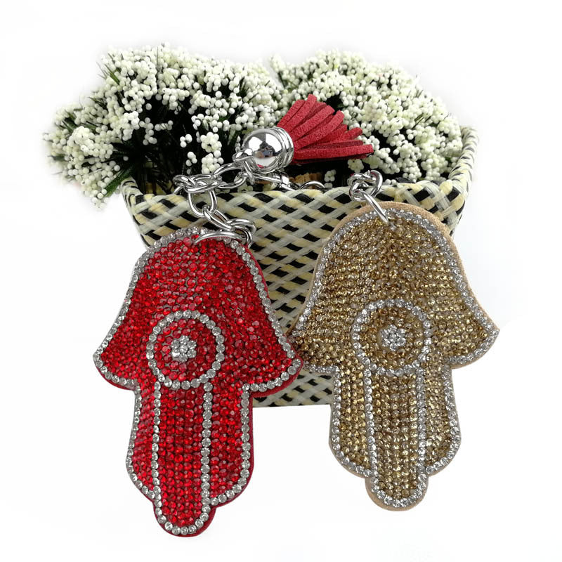 Wholesale Creative rhinestone Palm rhinestone keychain tassel diamond keychain