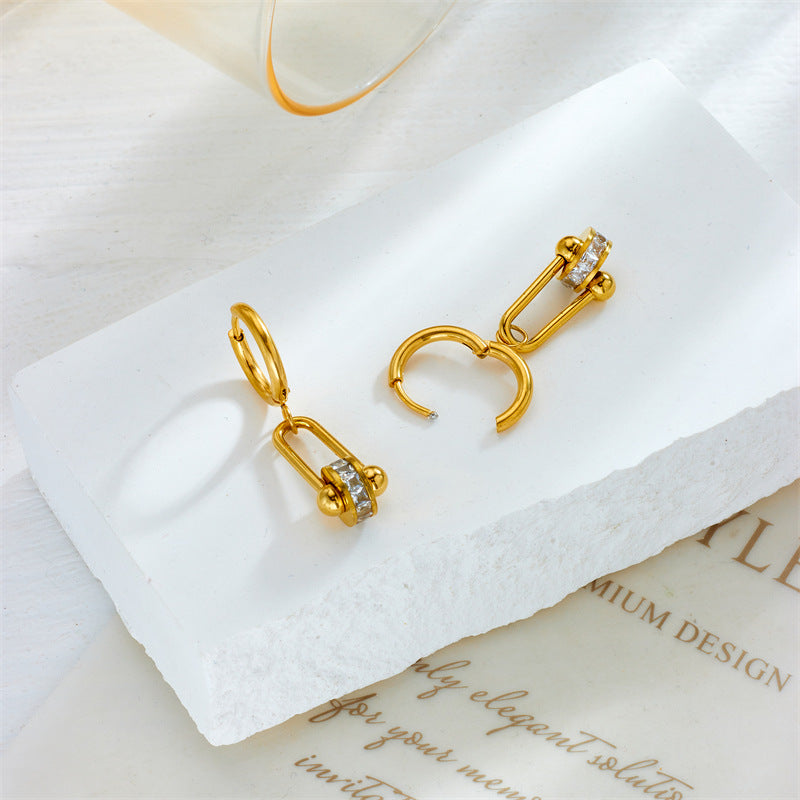 Wholesale Geometric U-shaped Circle Micro-paved Zirconia Earrings ACC-ES-QianYue005