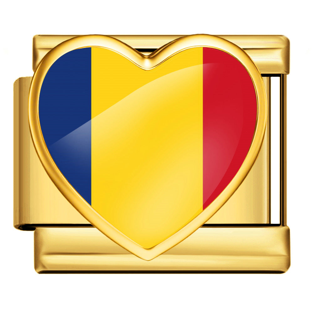 Wholesale Heart-Shaped Flag Pattern Stainless Steel Bracelet Strap Chain Fashion Accessory Gift