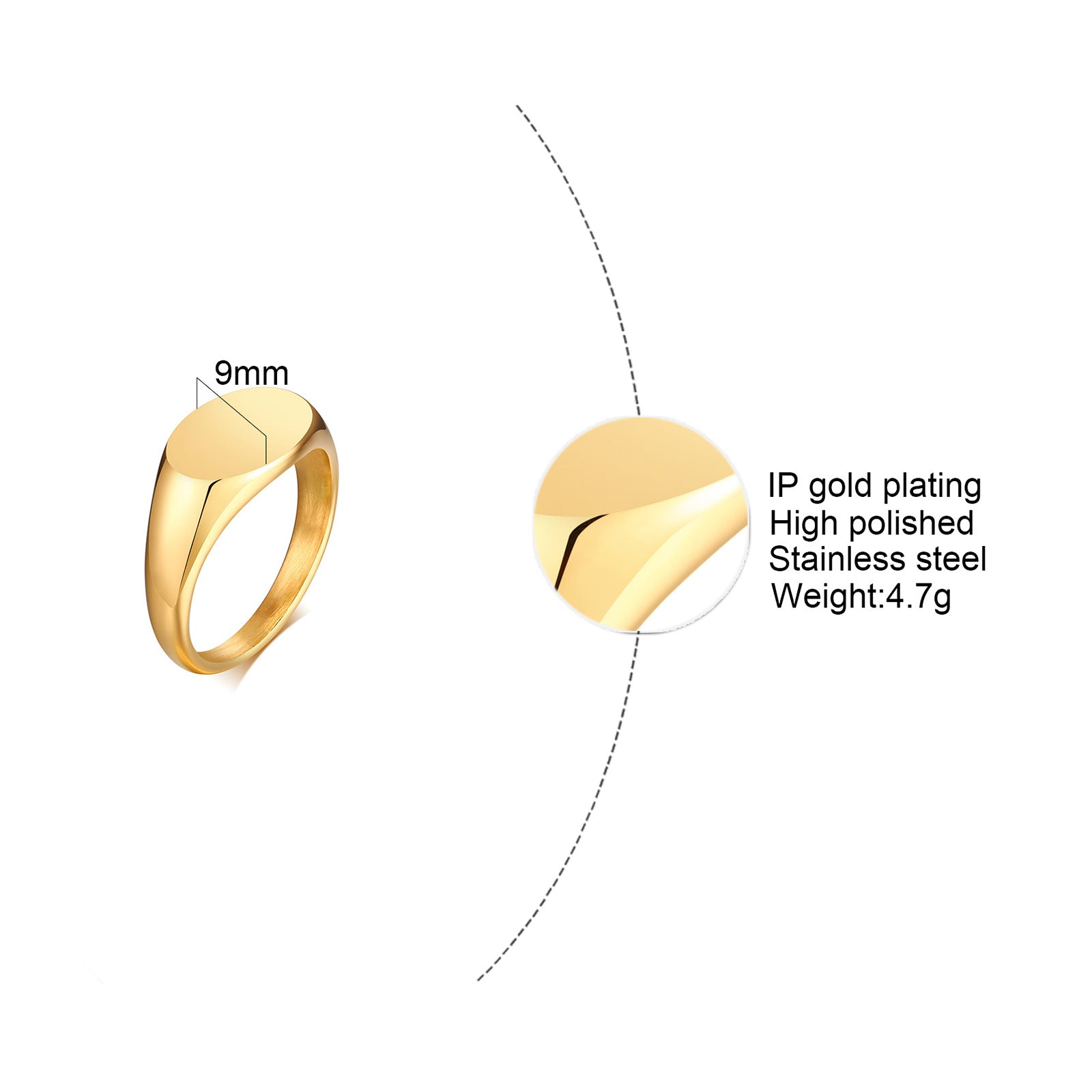 Wholesale Ring Stainless Steel Unisex Seal Gold Glossy ACC-RS-HuaLanXin005
