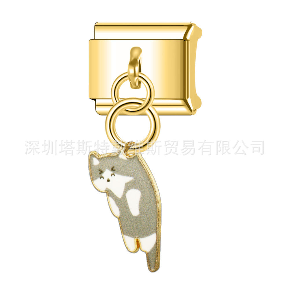 Wholesale 9mm Italian Charm Starter Bracelets DIY square Single Section Creative Stainless Steel Composable Bracelet