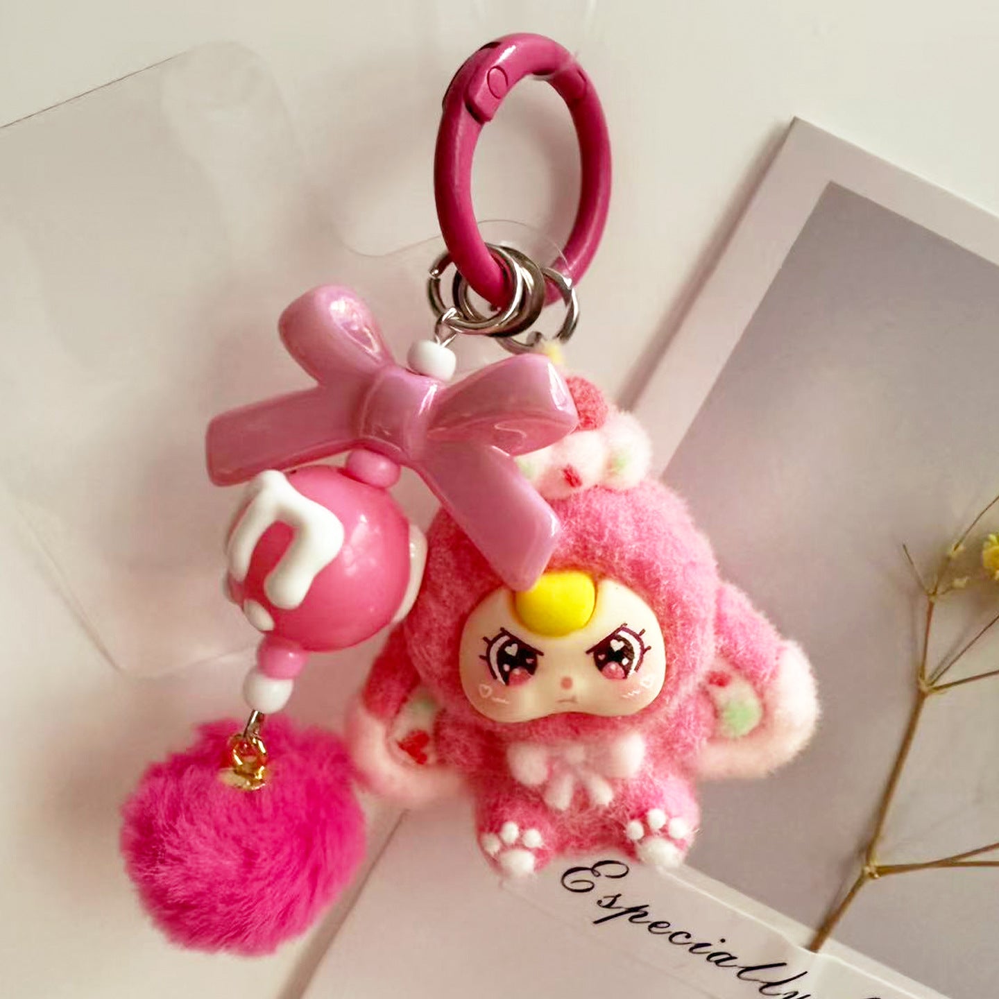 Wholesale Cute resin flocked keychain ACC VIP