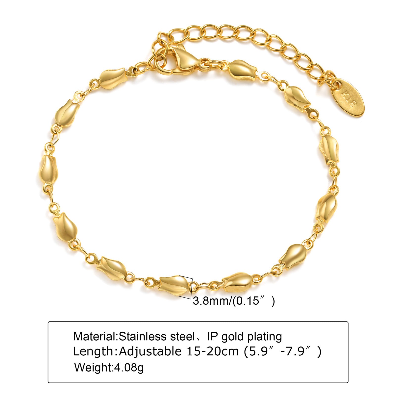 Wholesale Stainless Steel Gold Stacked Bead Bracelet