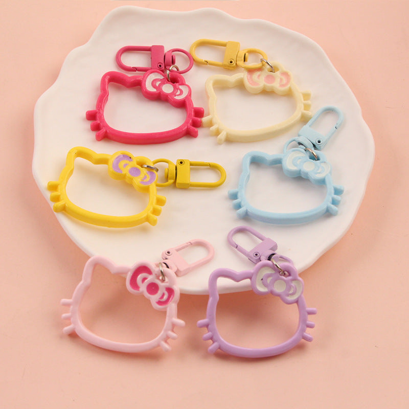Wholesale Hollow Cartoon Cat Head Keychain Pendant - Trendy Bag Charm Decorative Accessory for Gift Resale