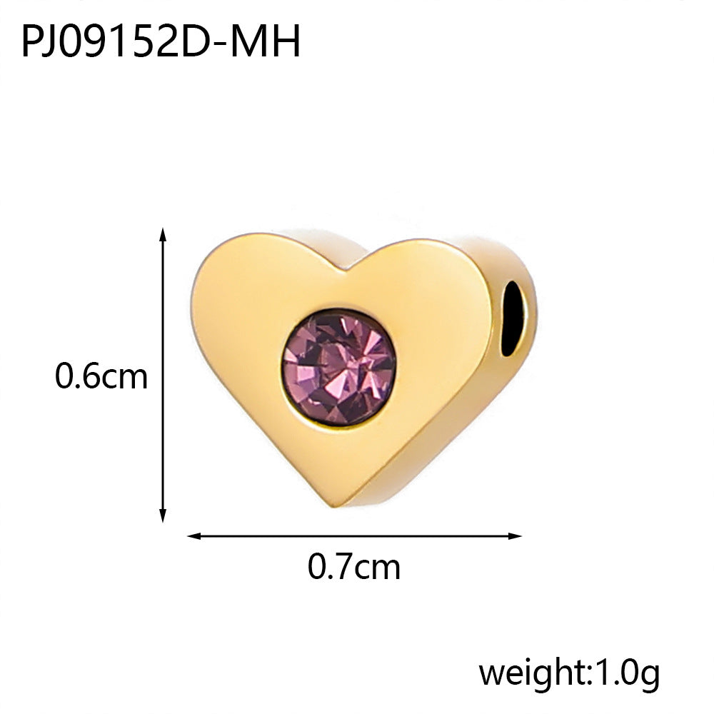 Wholesale Heart DIY stainless steel December birthstone set peach heart pendant