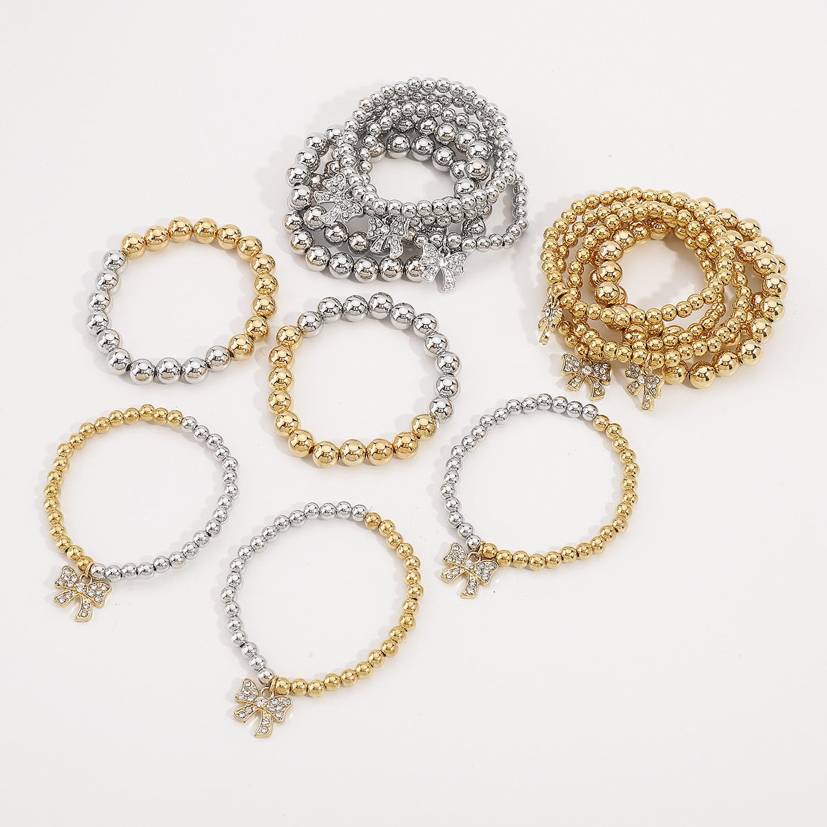 Wholesale  Creative Color-matching Bracelet suit  Butterfly Diamond Pendant Beaded Bracelet