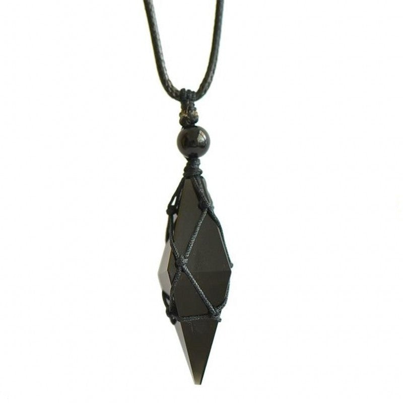 Wholesale Obsidian Geometric Pendant Necklace Starry Blue Sand Design for Couples Jewelry Accessory