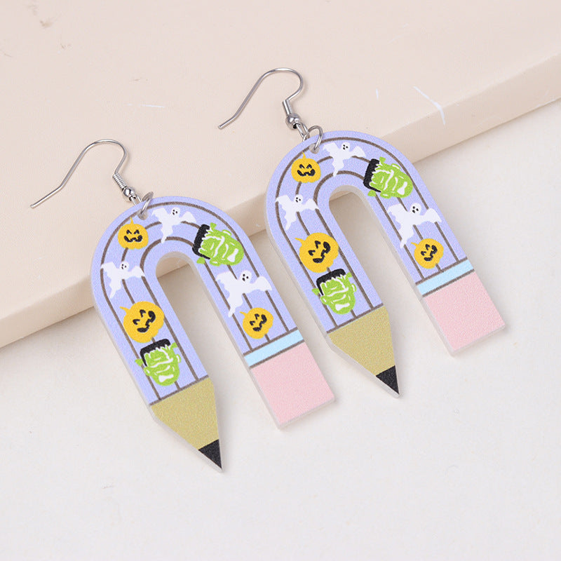 Wholesale  Ghost U-Shaped Pencil Acrylic Earrings