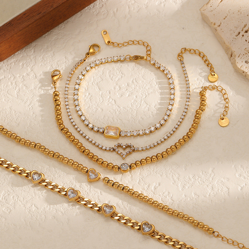 Wholesale Fade-Resistant Stainless Steel Full-Diamond Tennis Bracelet