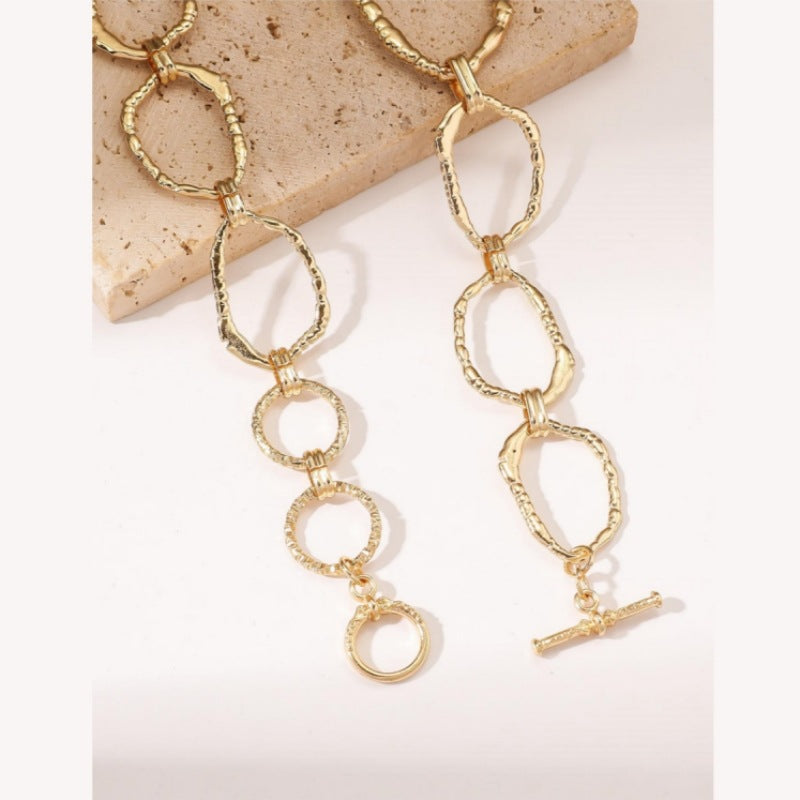 Wholesale Alloy Geometric Circle Stitching Chain Necklace