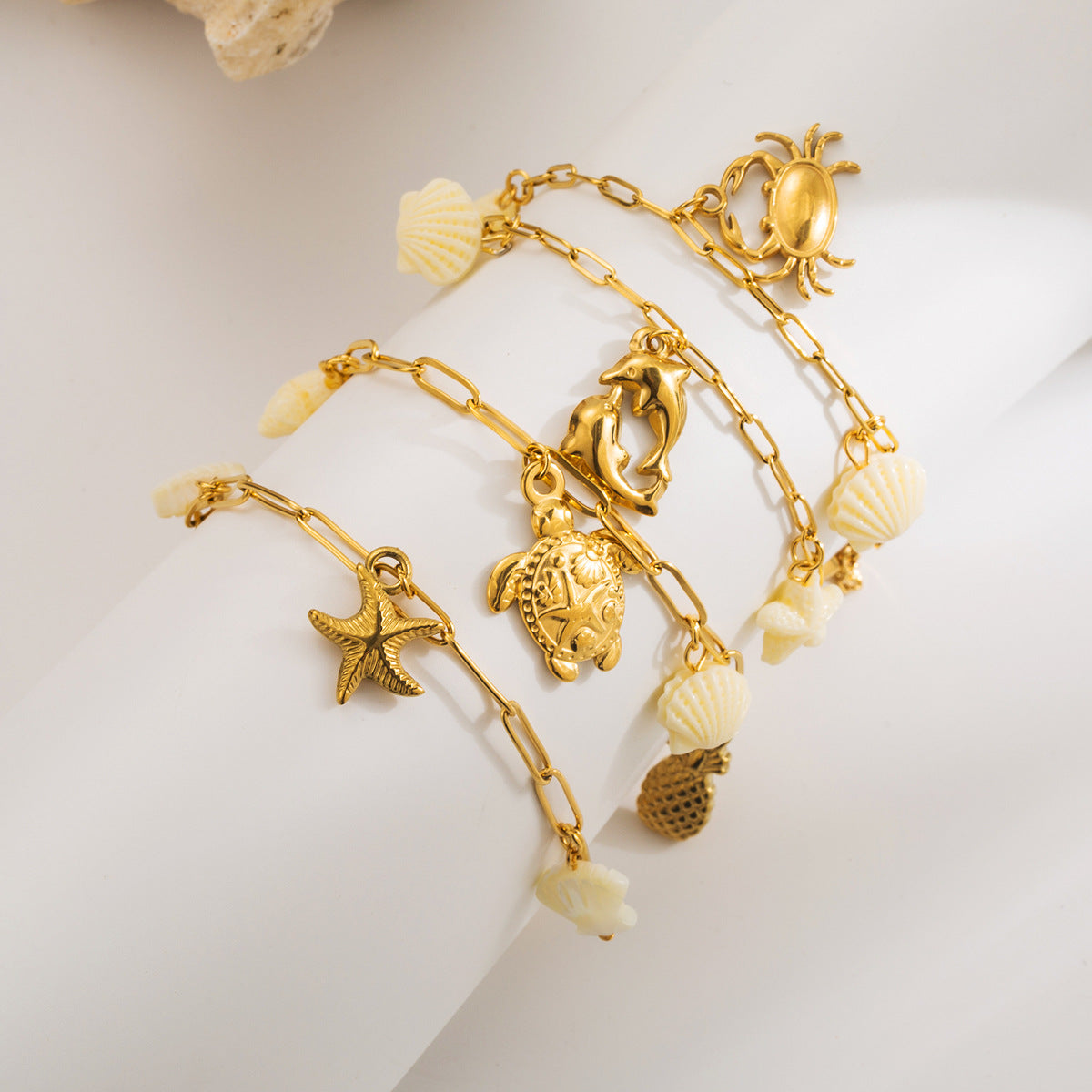 Wholesale Stainless Steel Starfish Shell Bracelet