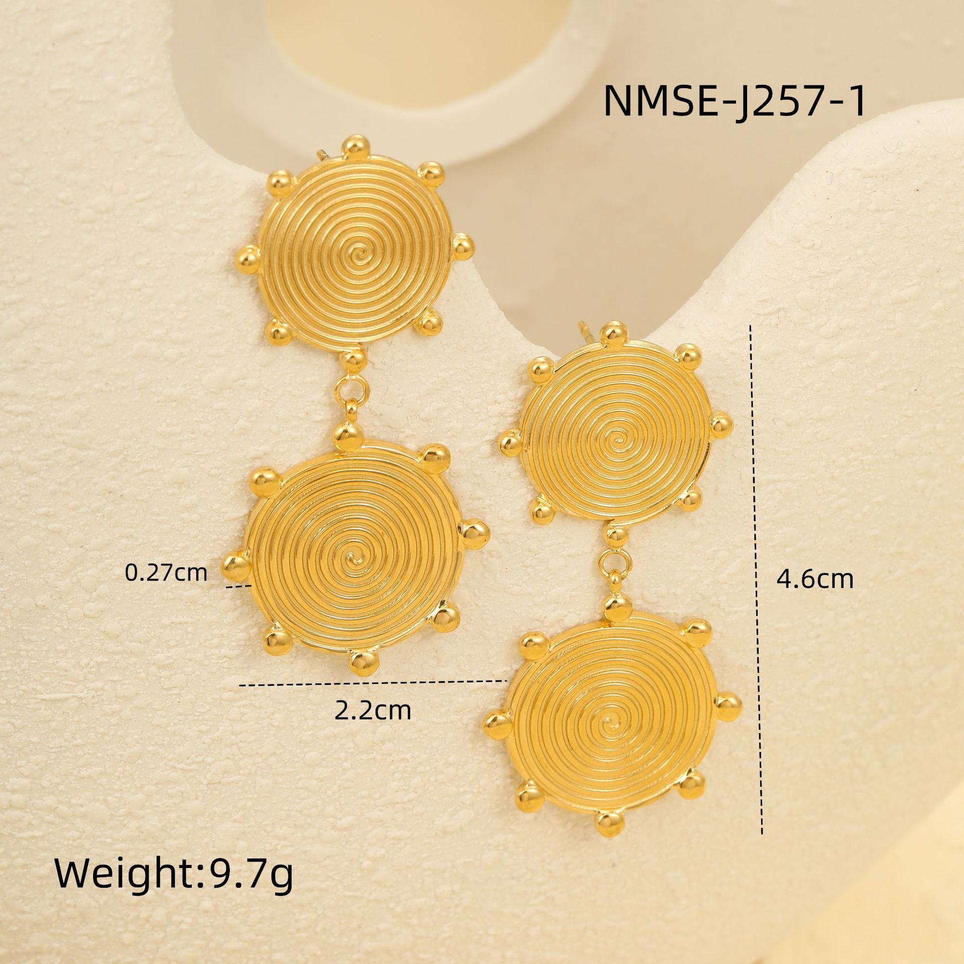 Wholesale  stainless steel gold plated mosquito disc earrings