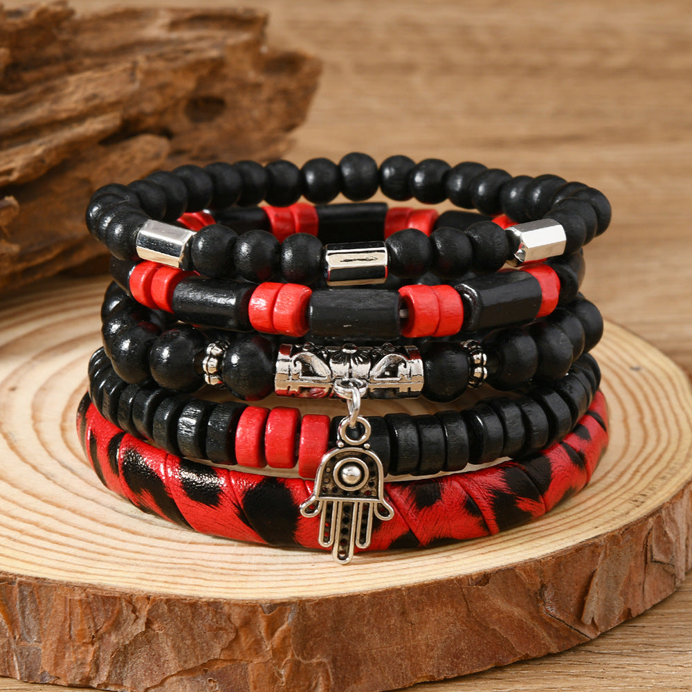 Wholesale Handmade Beaded Wood Beads Turquoise Bohemian Bracelet