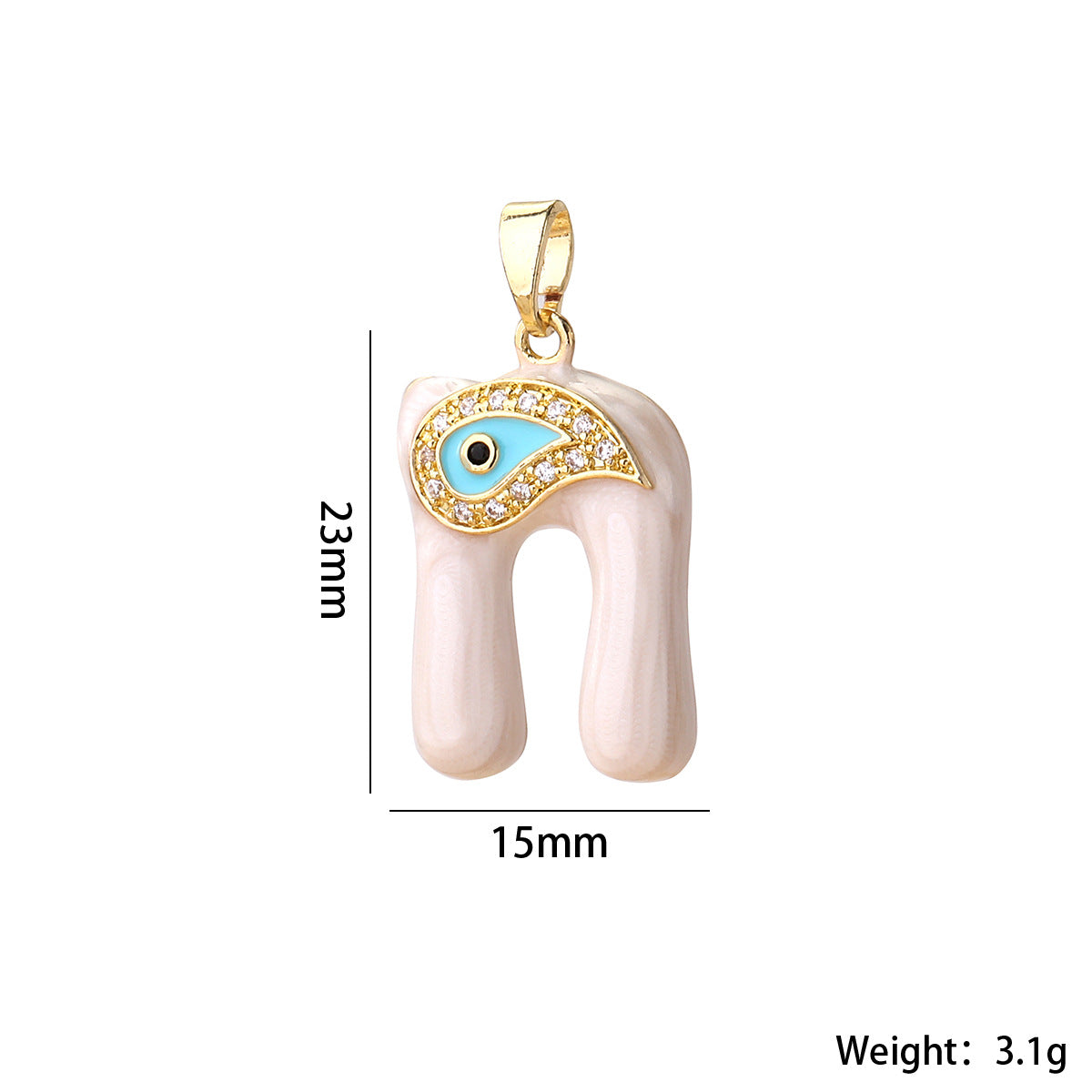 Wholesale Evil Eye Letter Pendant 16K Gold Plated Copper With Zircon Fashion Decorative Accessory DIY Jewelry Charm Boutique Gift Resale