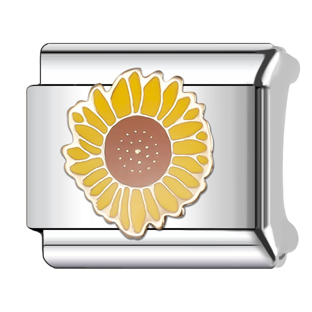 Wholesale Italian Charm Bracelet 9mm DIY Splicing Plant and Flower Series Stainless Steel Composable Bracelet