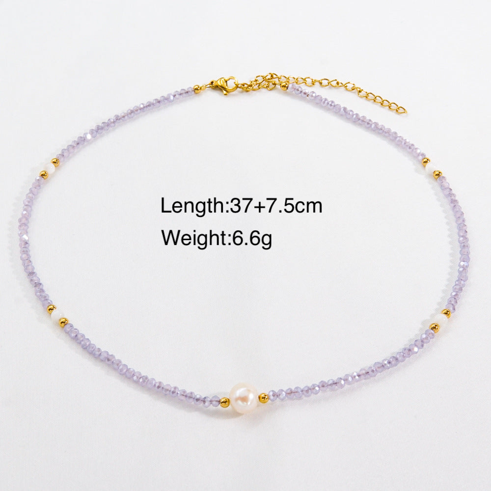 Wholesale Stainless Steel Handmade Natural Stone Pearl Guardian Beaded Necklace