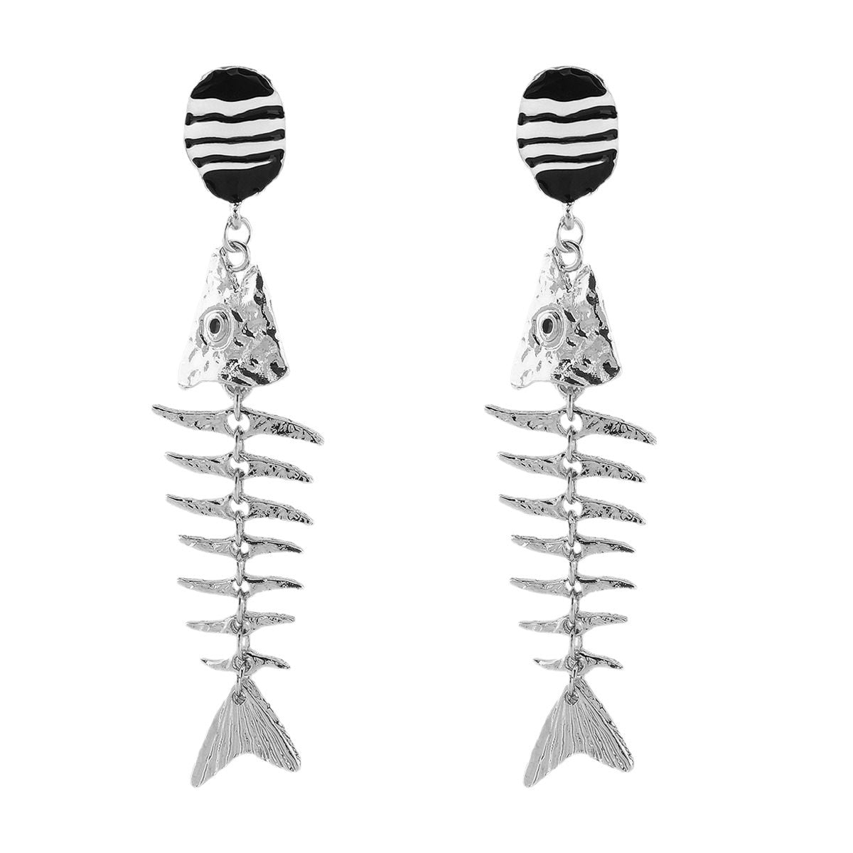 Wholesale classic retro exaggerated fishbone alloy oil drop earrings