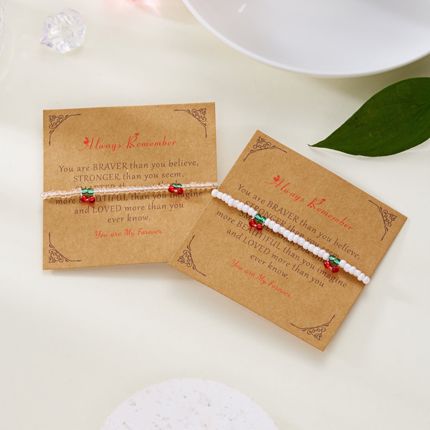 Wholesale Rice bead  red cherry bow bracelet