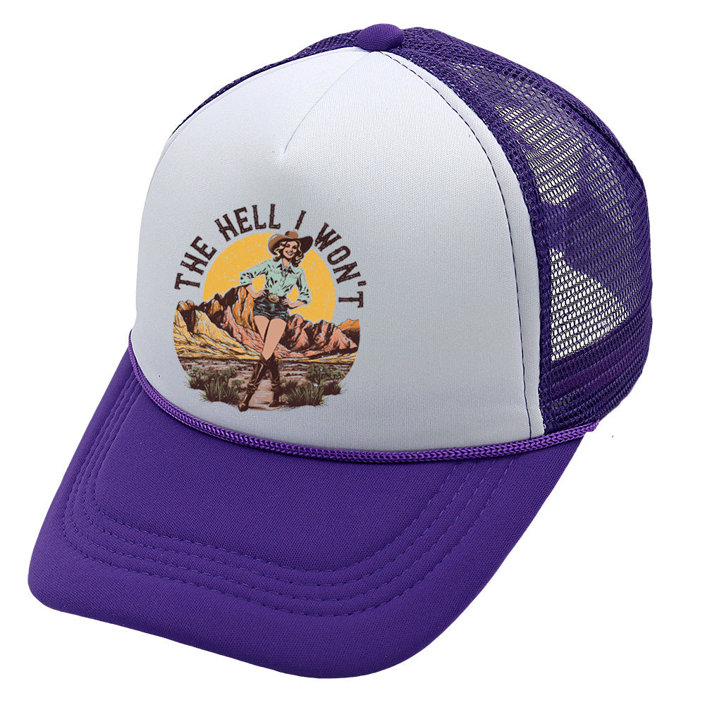 Wholesale Trucker Hat Western Style Cowboy Baseball Cap Printed Mesh Cap ACC-HT-HaiPu013