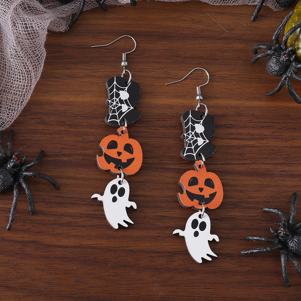 Wholesale  Halloween Ghost Pumpkin Ghost Triple Pendant Earrings