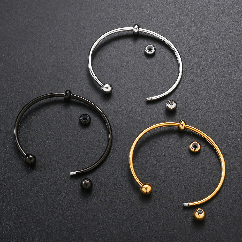 Wholesale Metal stainless steel waterproof non-fading hose elastic open beaded bracelet