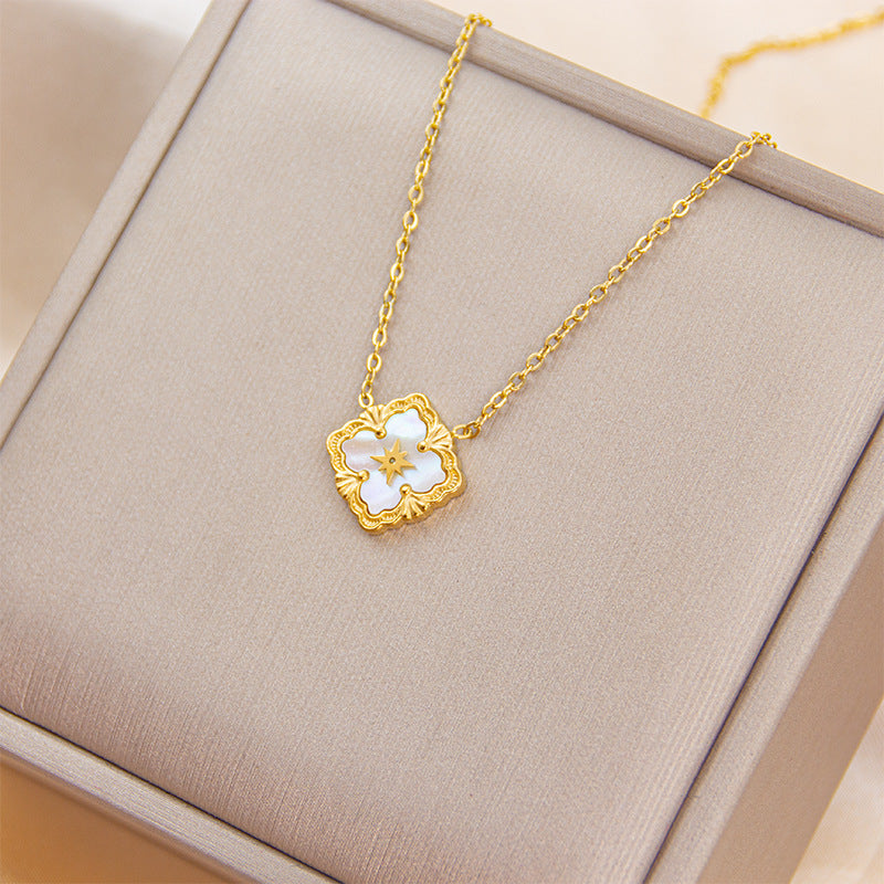 Wholesale Shell Four Leaf Flower Necklace ACC-NE-Xiangou003