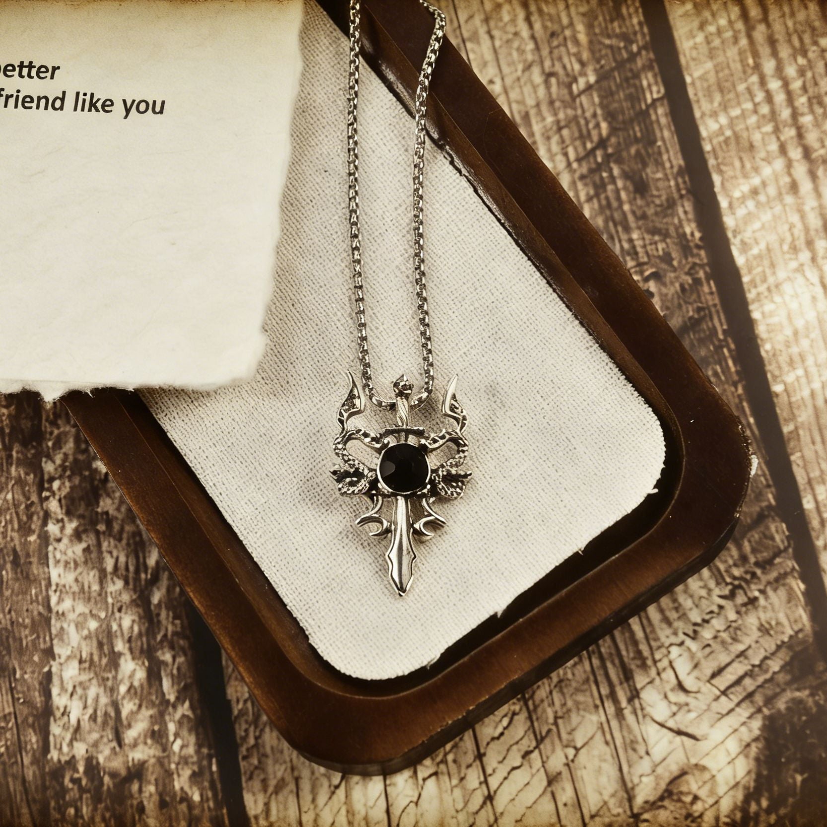 Wholesale Vintage Double Dragon Cross Pendant Necklace,  Trendy Zinc Alloy Jewelry Accessory for Layering