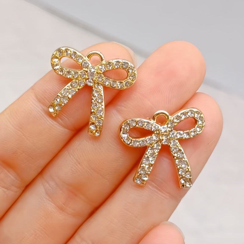 Wholesale 10pcs Casual Bow Pendant Accessories Diamond Small Pendant Alloy Accessories DIY Bracelet Jewelry Necklace Clothing Materials
