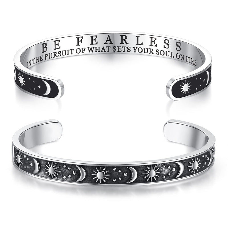 Wholesale stainless steel laser lettering open bracelet