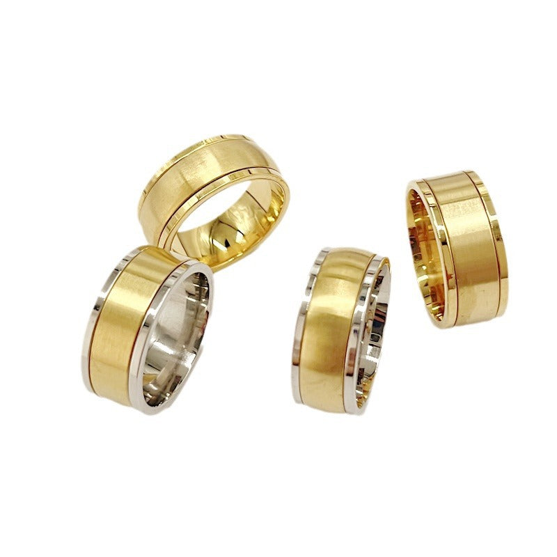 Wholesale Stainless Steel Gold Ring Brushed Matte Inner Ball Rotating Ring ACC-RS-ZhongQi003