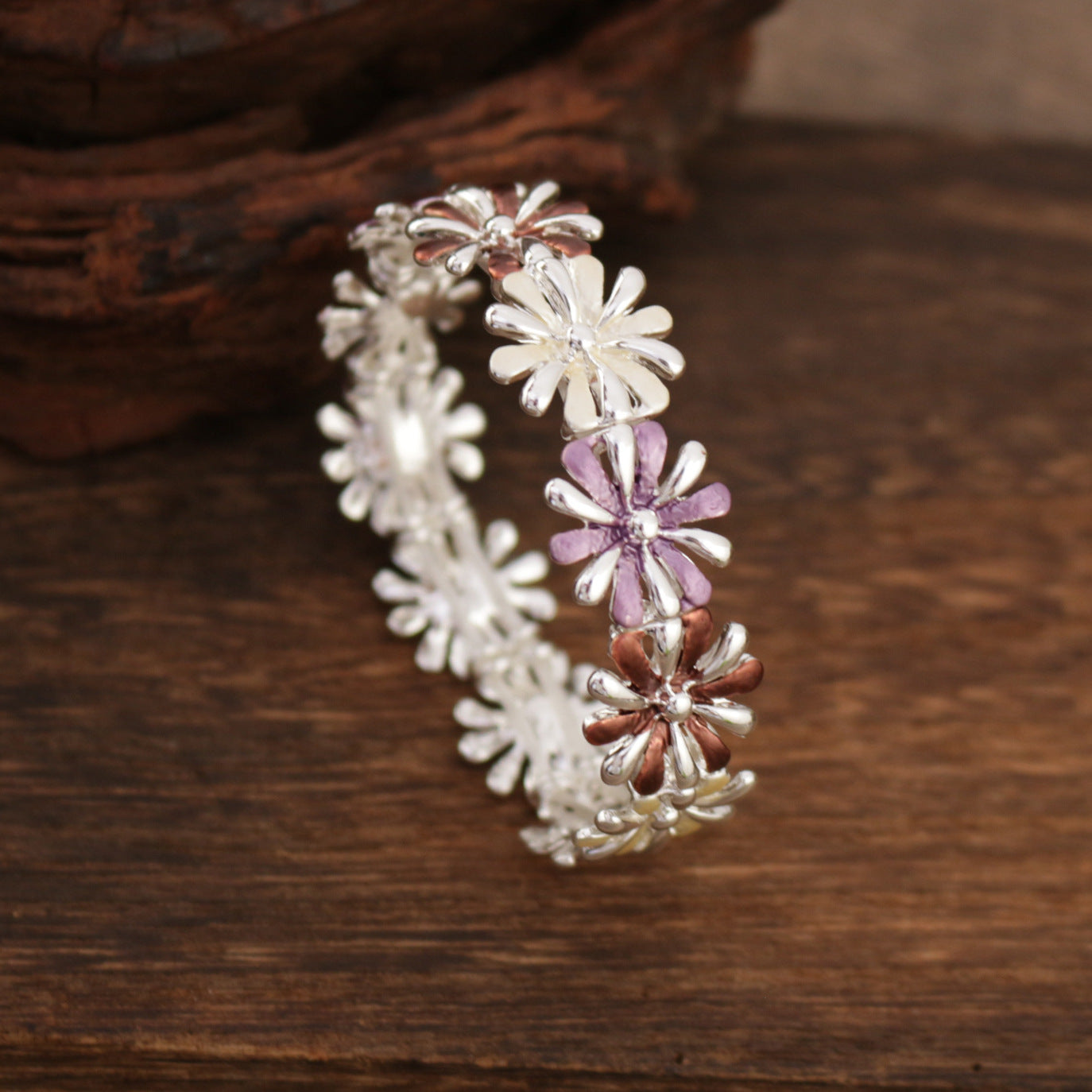 Wholesale  Color Daisy Alloy Stretch Bracelet