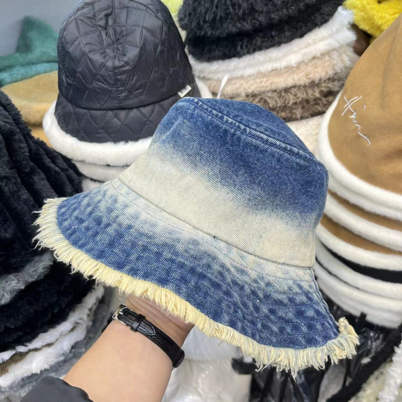 Wholesale Gradient denim bucket hat