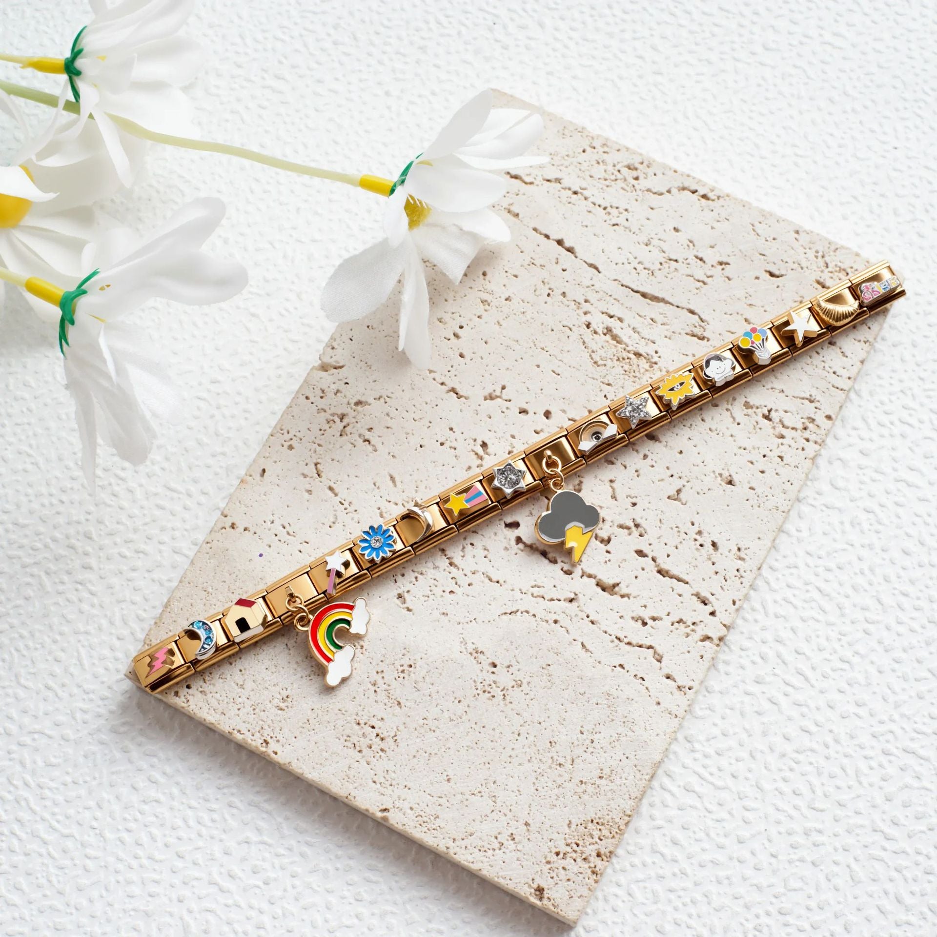 Wholesale 9mm Italian Charm Starter Bracelets DIY square Single Section Creative Stainless Steel Composable Bracelet