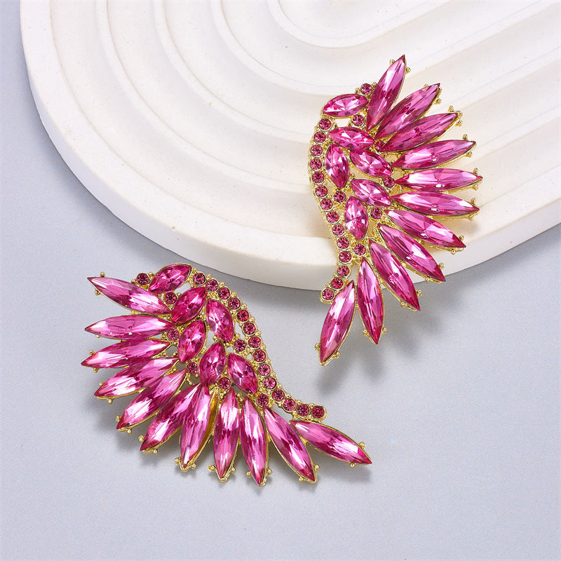 Wholesale Exaggerated Angel Wings Earrings Shiny Alloy Jewelry Accessory for Women