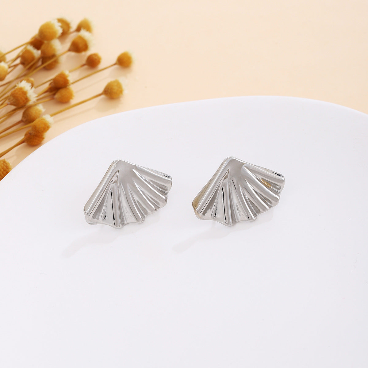 Wholesale Silver Textured Triangle Heart Earrings