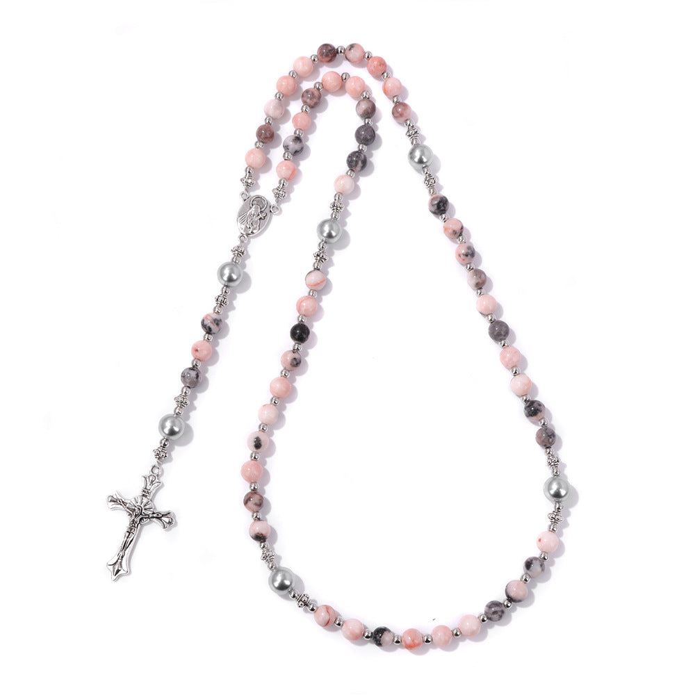 Wholesale Cross Shape Natural Stone Bead Bracelet Unisex Handmade Jewelry for Travel Gift Resale