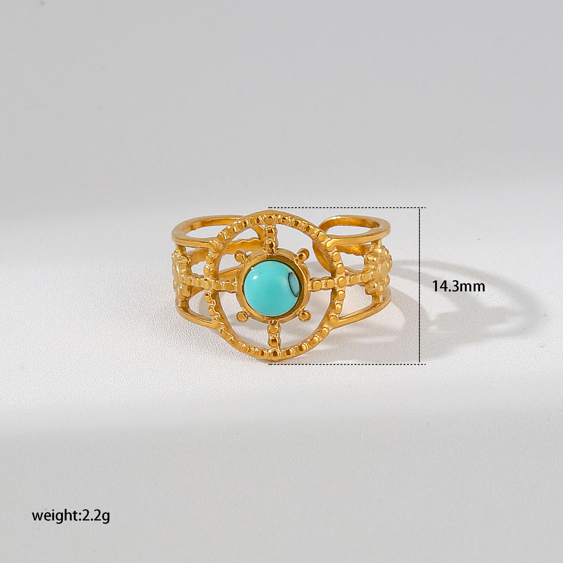 Wholesale Turquoise Star Moon Open Ring Stainless Steel Women S Chic Fashion Accessory