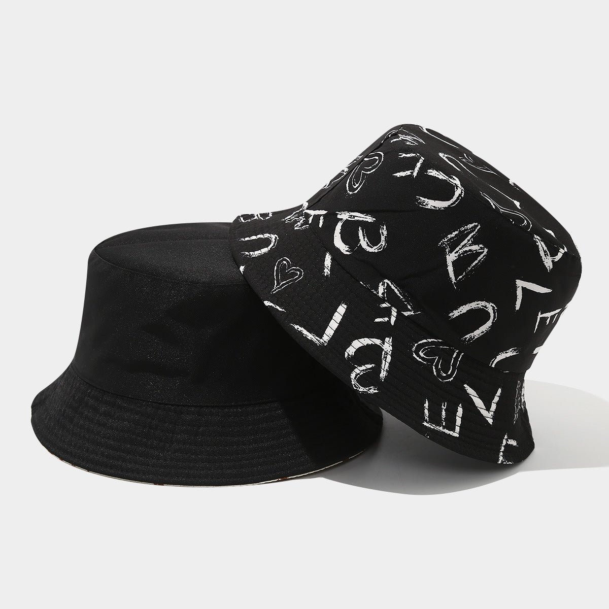 Wholesale  Graffiti Letter Double-sided Fisherman Hat Bucket Hat