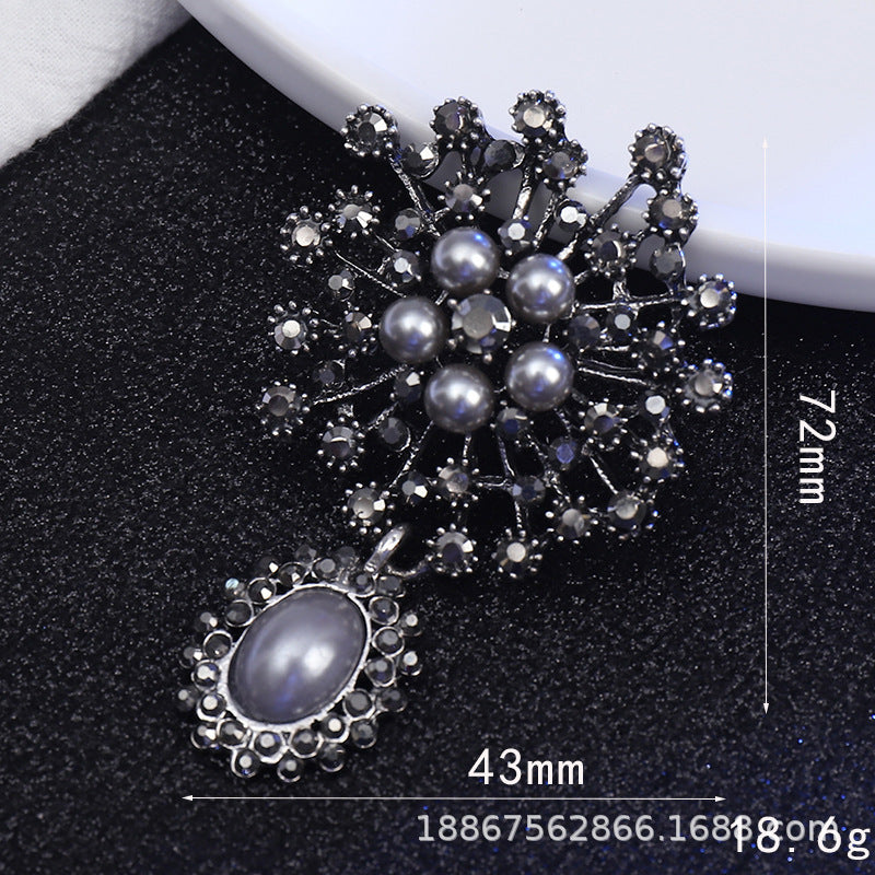 Wholesale  Diamond Pearl Flower Sun God flower brooch gem pendant