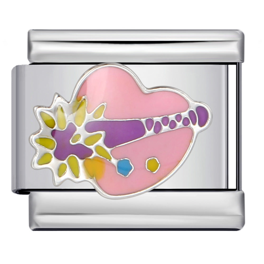 Wholesale Italian Charm Bracelet 9mm DIY Splicing Removable Colored Heart Stainless Steel Composable Bracelet