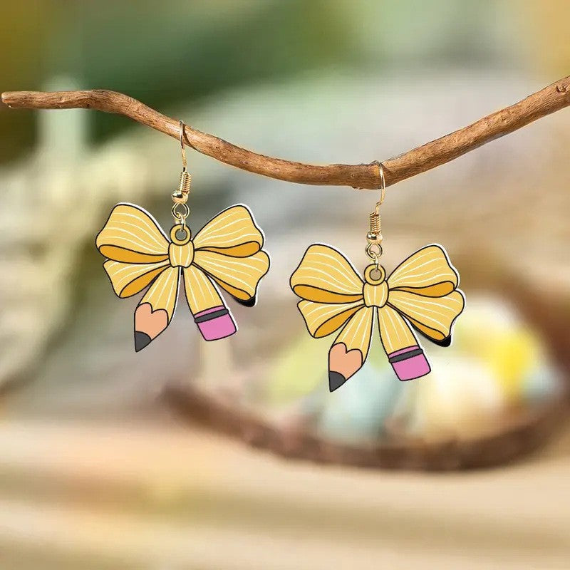 Wholesale College Bow Acrylic Earrings