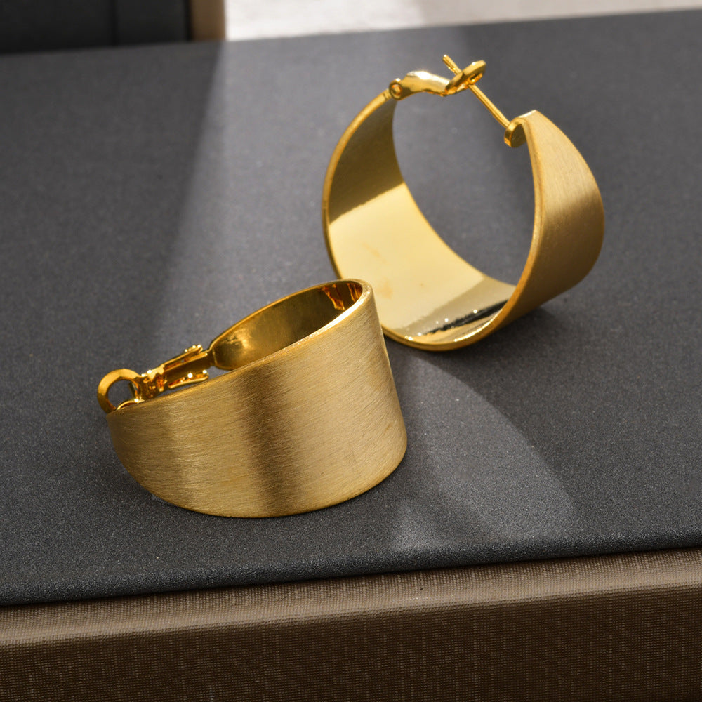 Wholesale  Exaggerated Personality Wide Noodles Wire-brushed Earrings