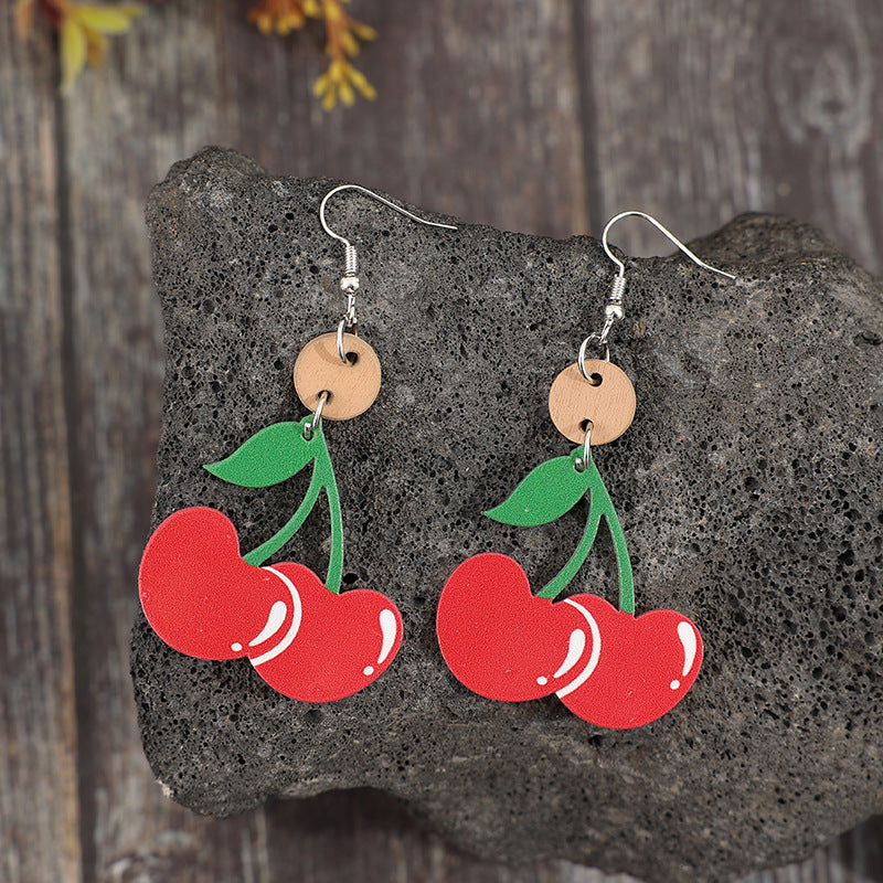 Wholesale Fruit Cherry Acrylic Cute Women Earrings
