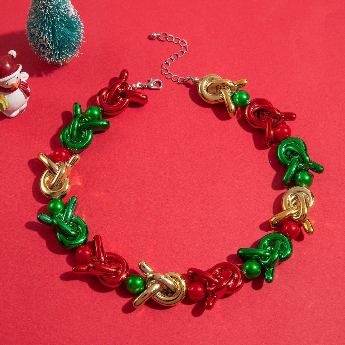 Wholesale Colorful Pumpkin Knotted Beaded Five-Pointed Star Christmas Necklace ACC-NE-YongGe013